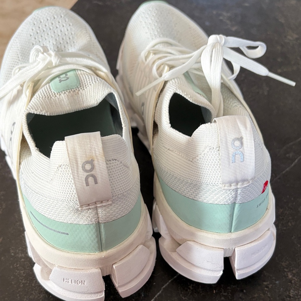 Clouds Women's White and Mint Athletic Sneakers - Picture 3 of 5